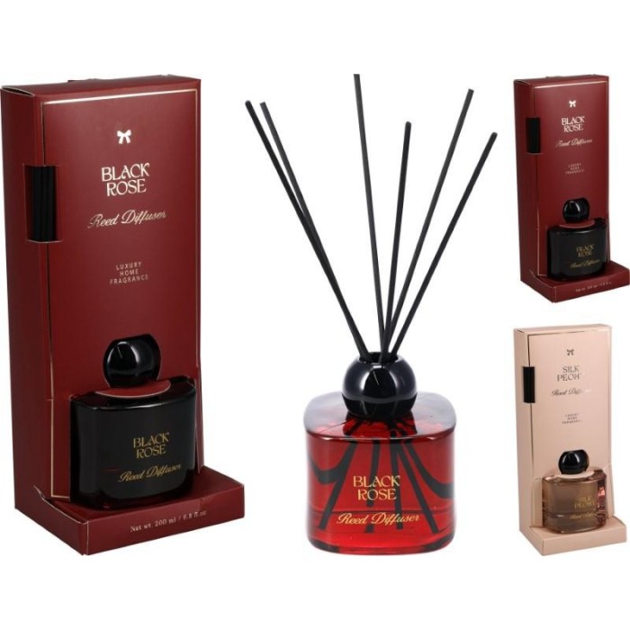 DIFFUSORE 200 ML. VETRO ROSSO ROSA H.8